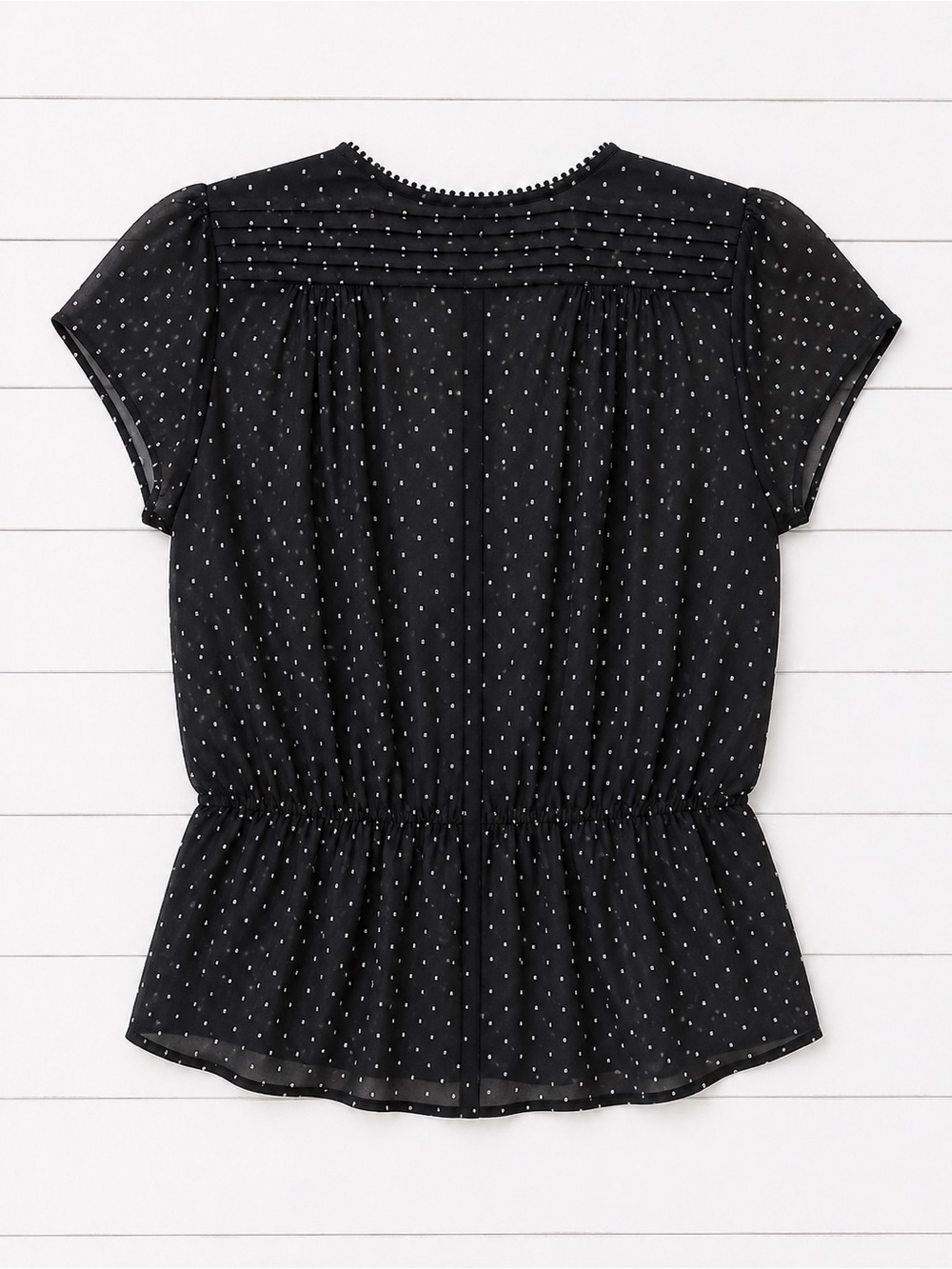 Reitmans Black Swiss Dot Chiffon Blouse | Size Small | Business Casual - Picture 4 of 5